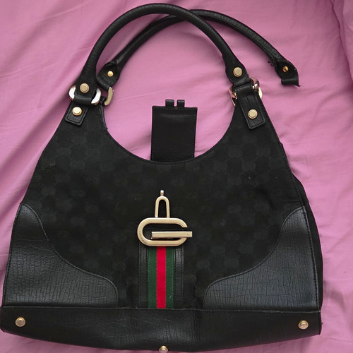 Gucci black canvas leather - canvas,